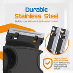 One-way snapping design illustration for quick blade installation.