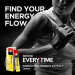 Vegan Korean red ginseng liquid stick being poured to show smooth texture and citrus formulation.