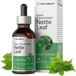 Horbäach Nettle Leaf Extract Drops front view bottle showing alcohol free vegetarian liquid supplement label