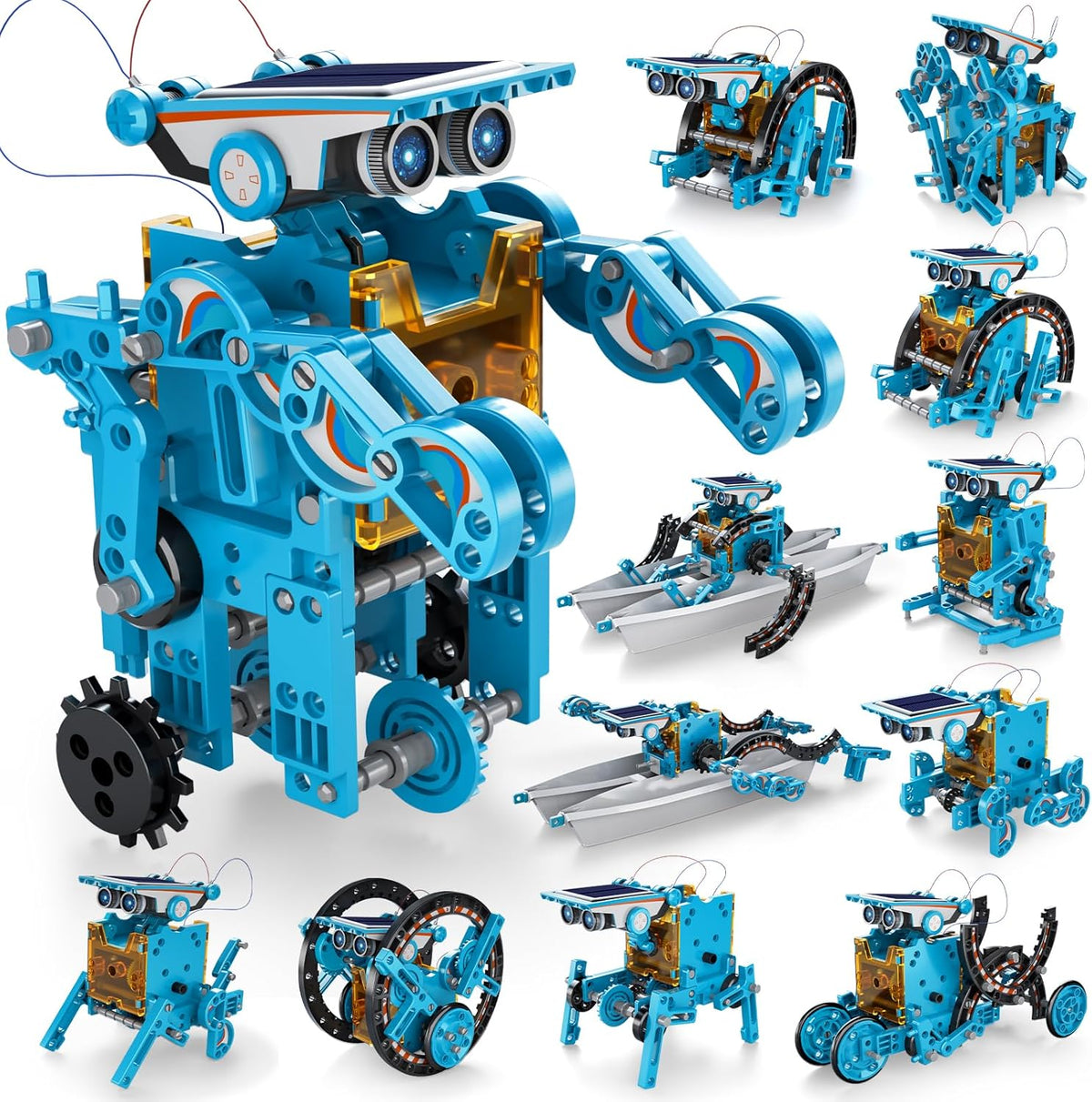WATUDOU 12-in-1 solar robot building kit front view showing the educational packaging box for kids science projects.