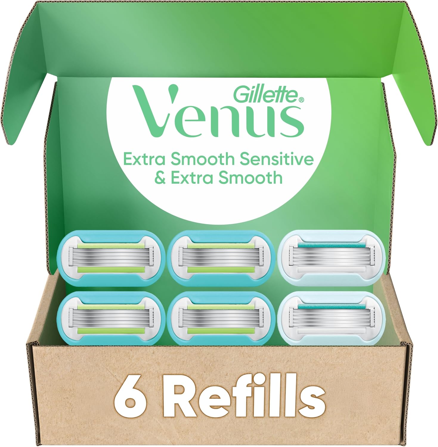 Gillette Venus Extra Smooth and Sensitive razor blade refills front view