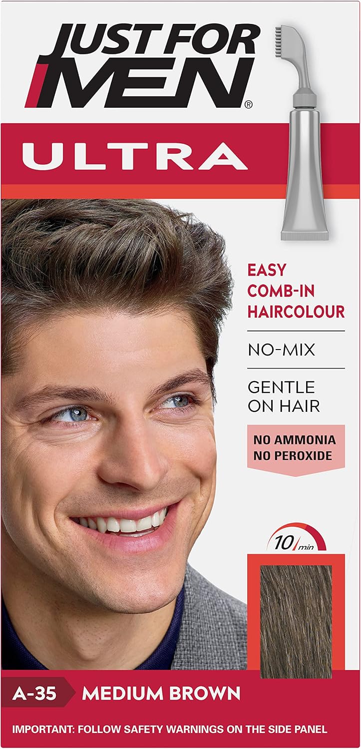 Just For Men Autostop Haircolour Medium Brown A-35 front packaging