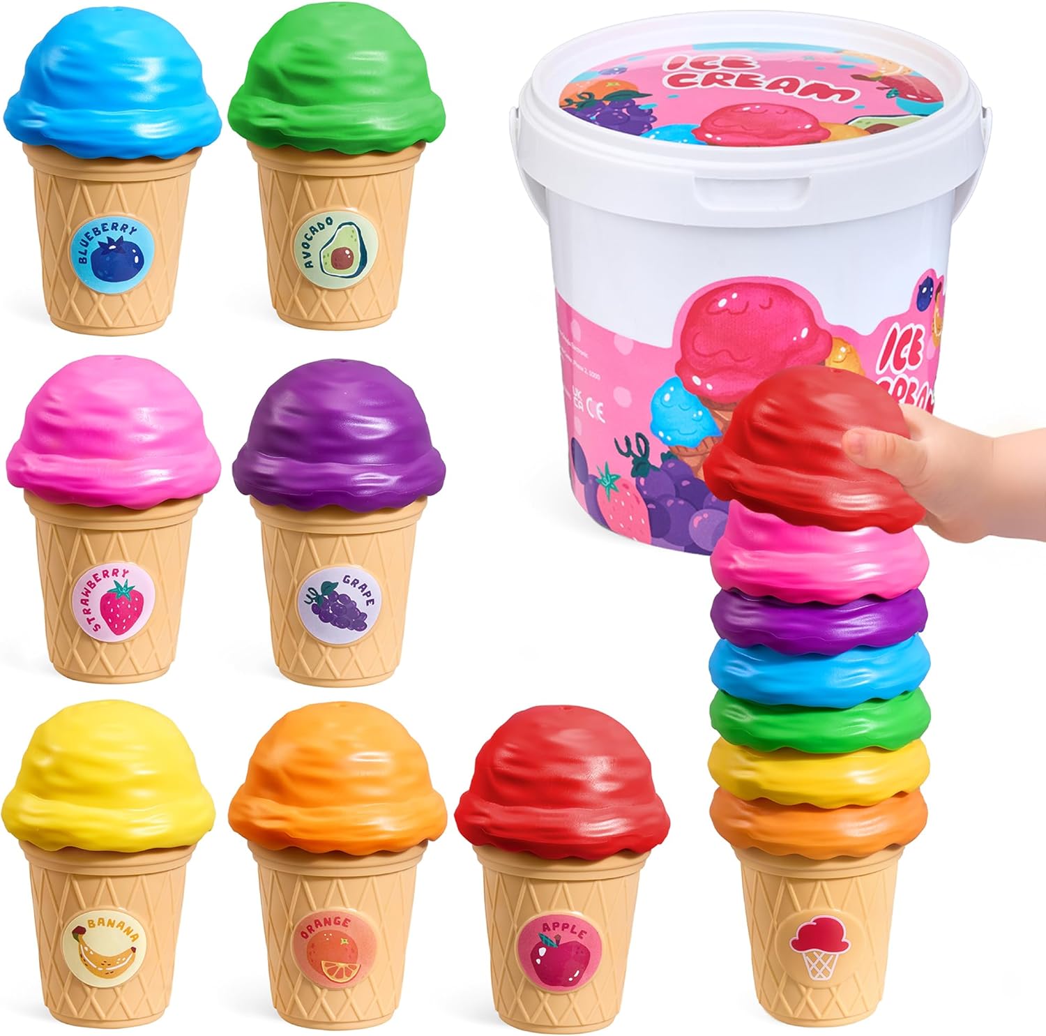 Joycat Ice Cream Play Set front view with colorful scoops and cones