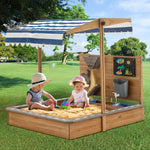 Pipleo large wooden sandbox with roof and canopy front view