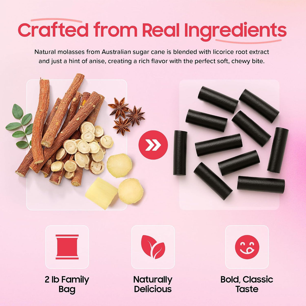 Yumkit plant based non GMO black licorice candy close up