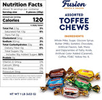 Fusion Sweets And Snacks chewy toffee pieces individually wrapped in five different flavors