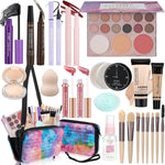 LAZORA All in One Makeup Kit front view showing the complete beginner beauty bundle with cosmetics and bag