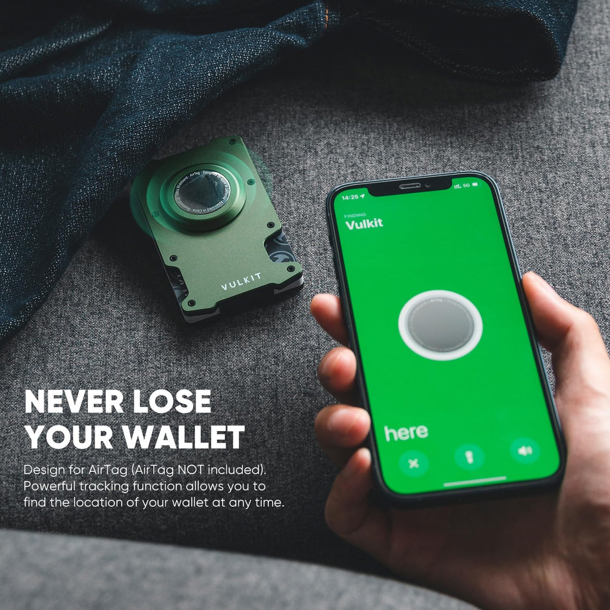 VULKIT wallet integrated AirTag holder compartment detail