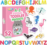 Curious Columbus animal and alphabet fridge magnet set front view