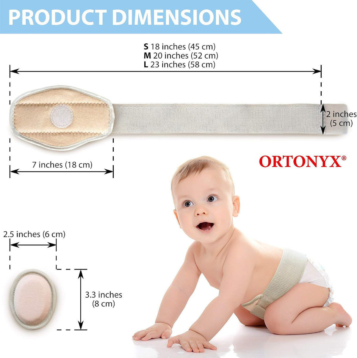 Ortonyx infant hernia belt with removable foam compression pad