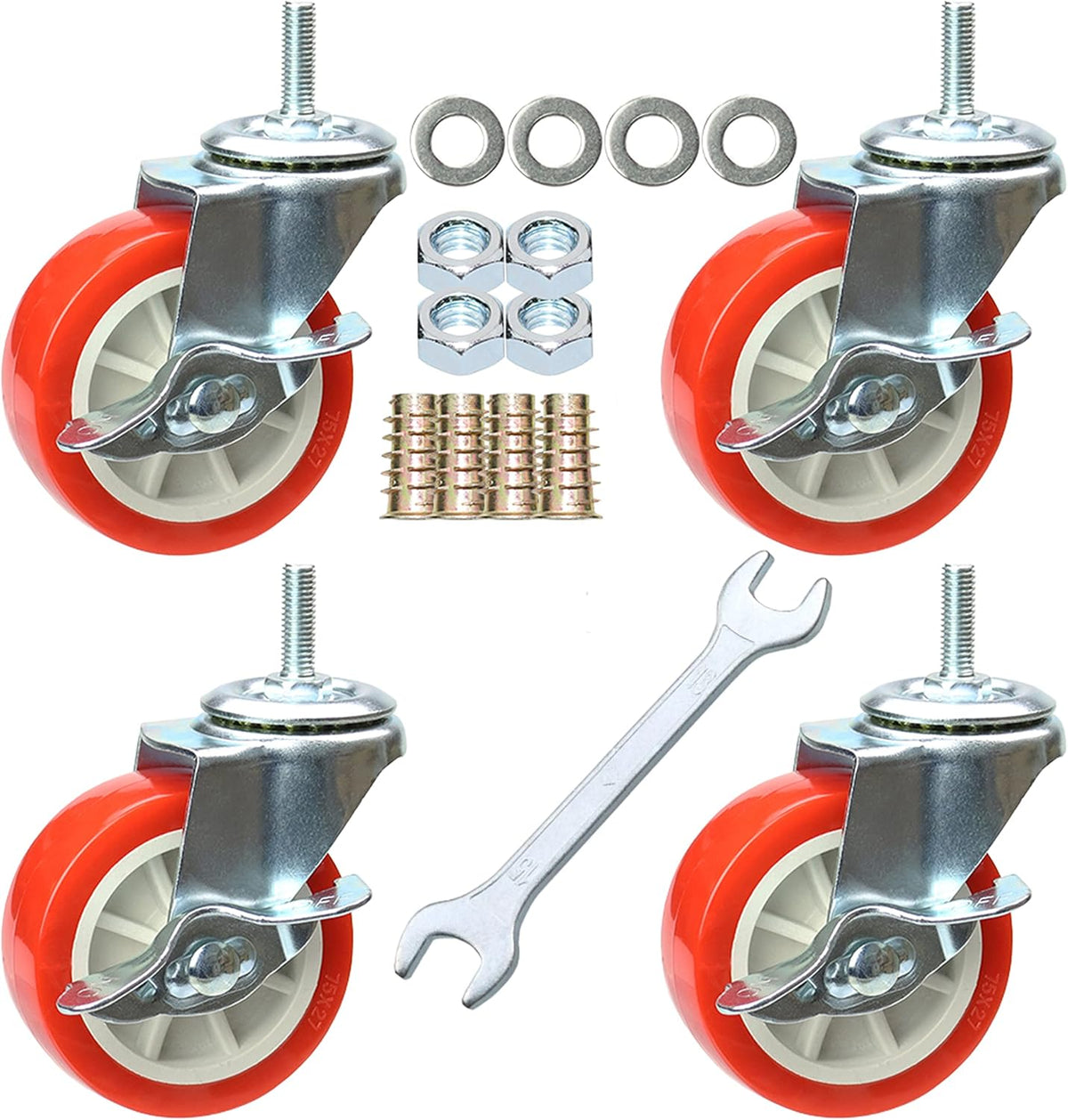Aochenly heavy duty threaded stem caster wheels front view