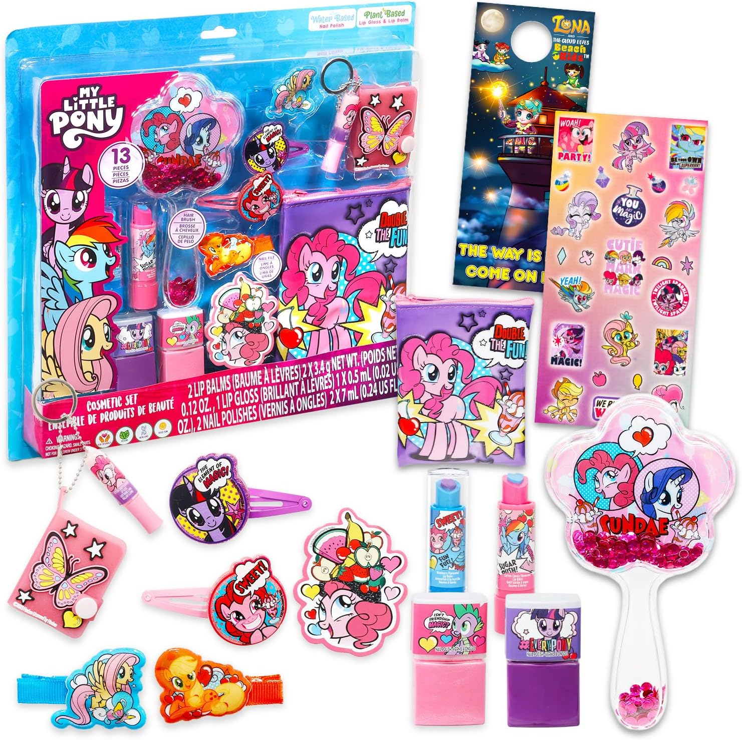 U-UPD My Little Pony cosmetic set for girls front view featuring thirteen piece pretend play makeup kit