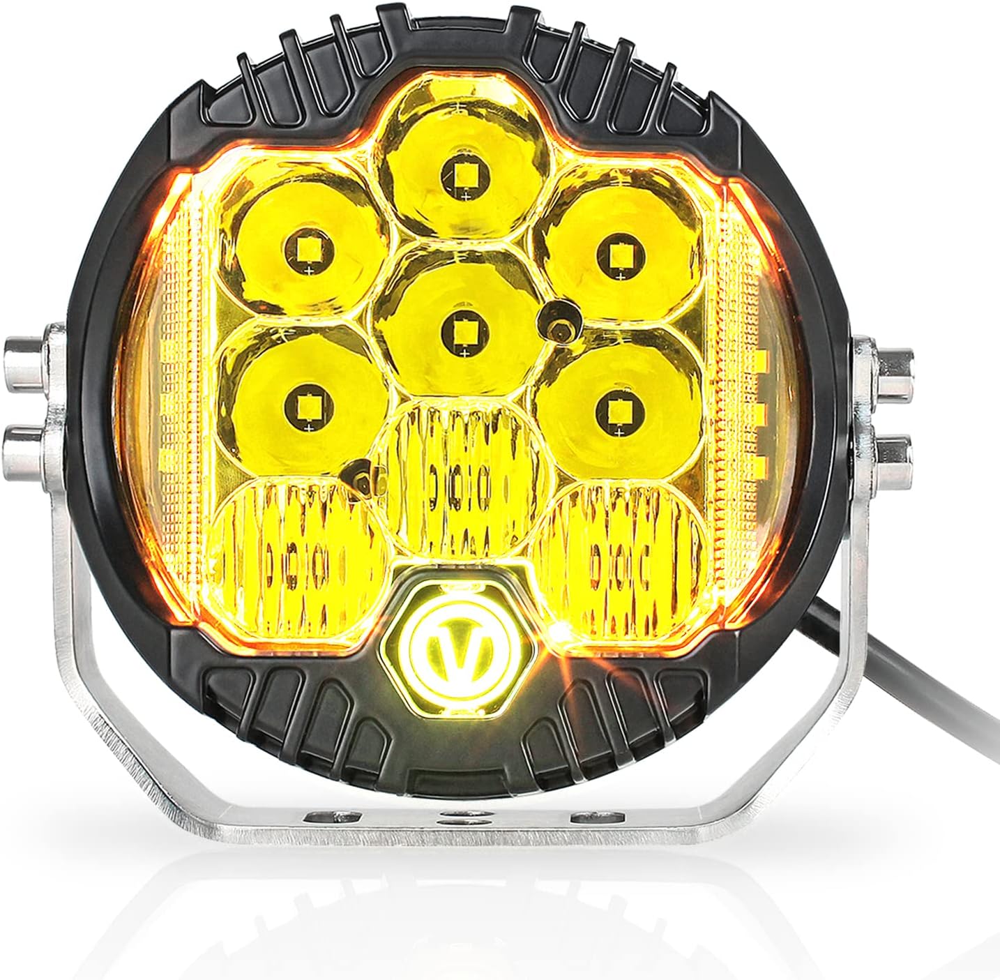 Ekxap 5-inch amber LED offroad light front view
