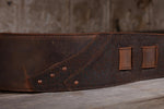 Anthology Gear Overland guitar strap showing adjustable length buckle and tail