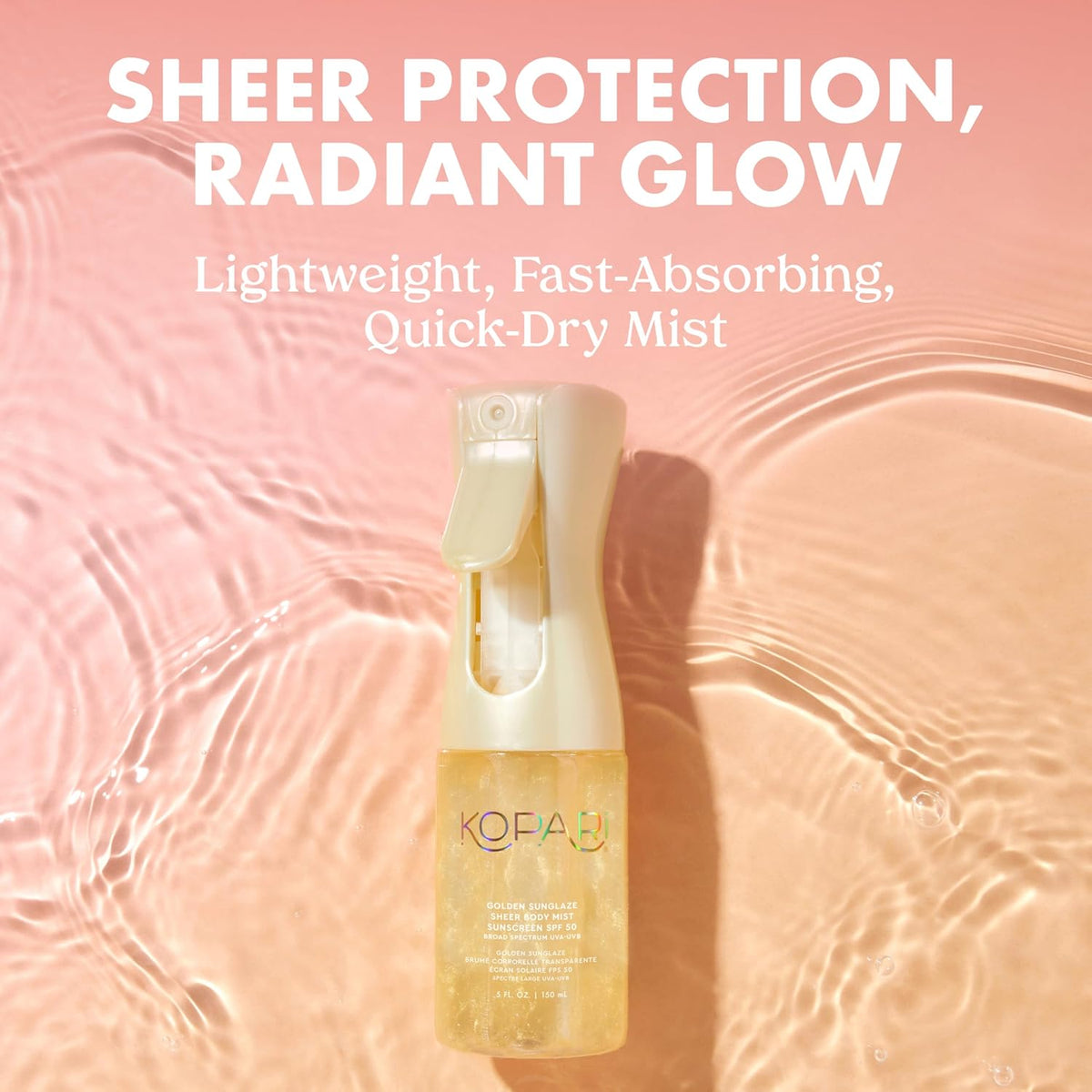 Kopari sunscreen products texture and shimmer showcase