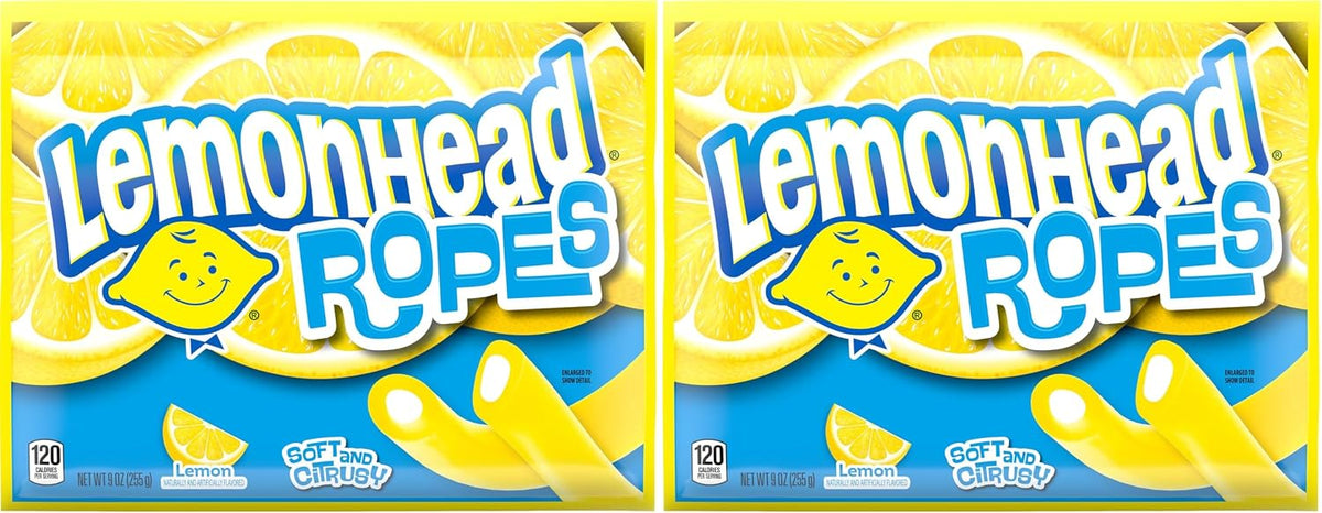 Premium American imported lemon flavored gummy ropes snack package.