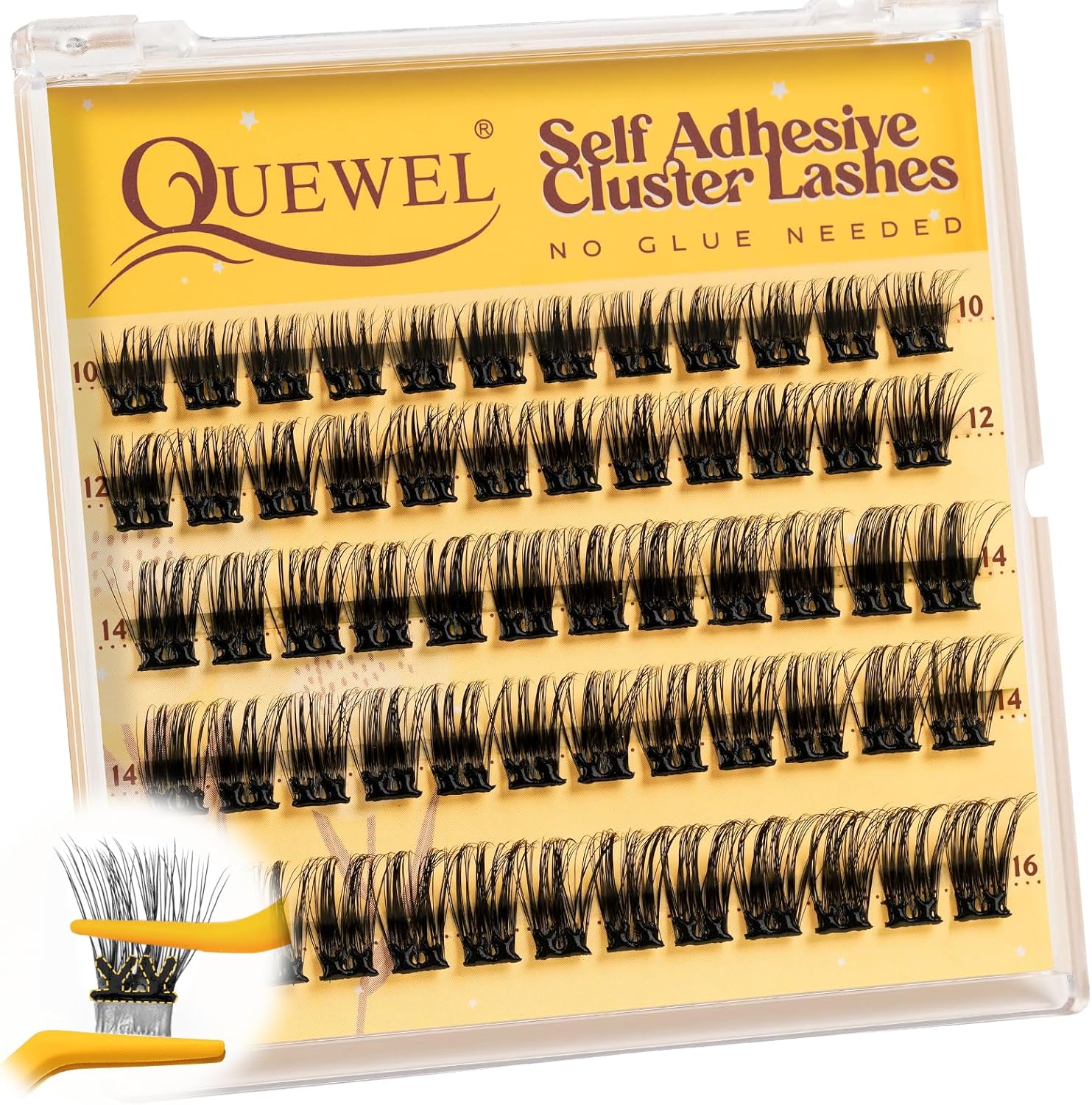 QUEWEL Self Adhesive Eyelashes, Press On Lashes Pre Glued Eyelash Clusters Self Stick Lash Clusters No Glue No Remover Needed DIY Lash Extensions for Beginners(DH-60Pcs-MJ04) - Image 1