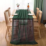 MUMFAS emerald green chiffon table runner draped on banquet table