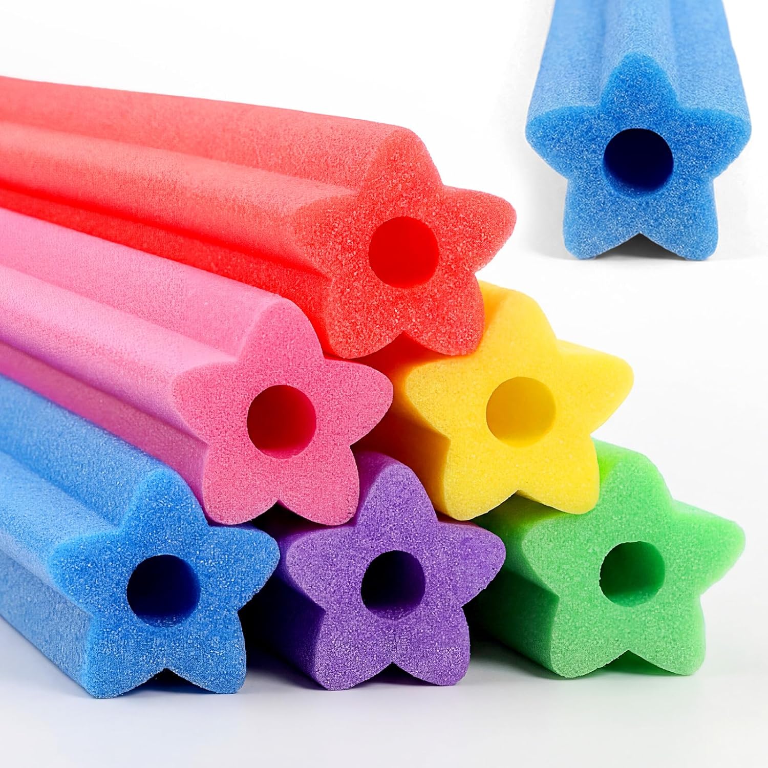 Hollowfly jumbo star pool swim noodles front view six pack