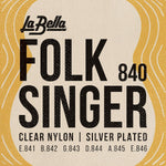 La Bella 840 Folksinger medium classical guitar string front view packaging