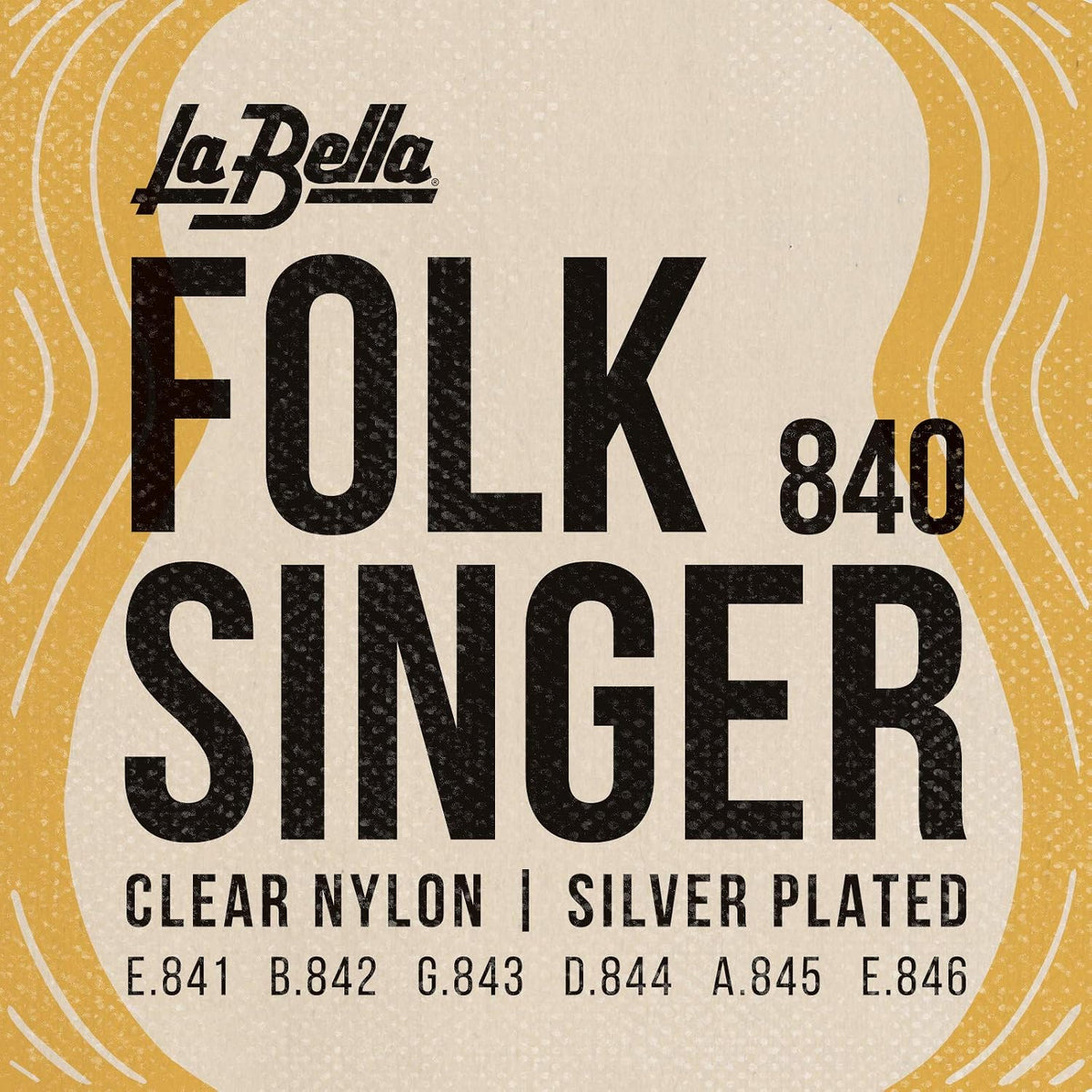 La Bella 840 Folksinger medium classical guitar string front view packaging