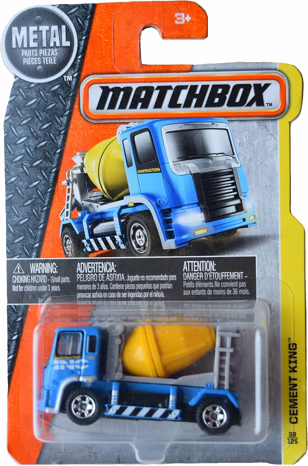 Matchbox cement king metal truck front view diecast vehicle.