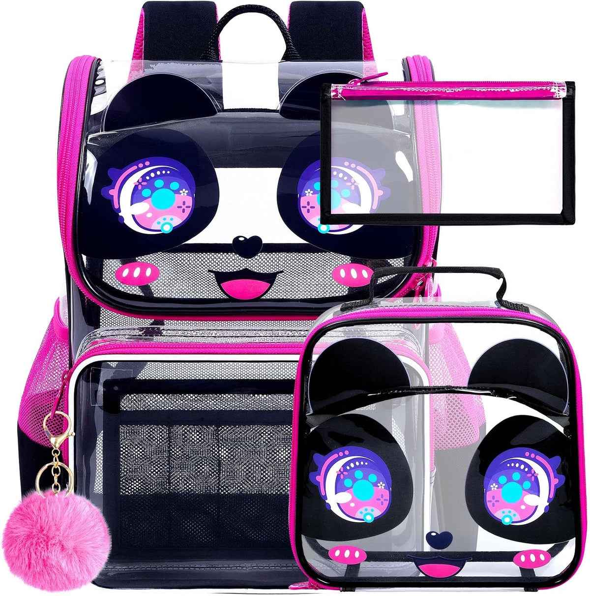 UFNDC 3PCS Clear Backpack for Girls and Boys, Unicorn Cat Transparent Bookbag, See Through School Bag for Kids Elementary - Image 12