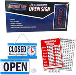 Ultima LED commercial window sign highlighting energy-efficient bulbs