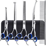 Gimars professional dog grooming scissors kit front view featuring complete six piece set in open storage case