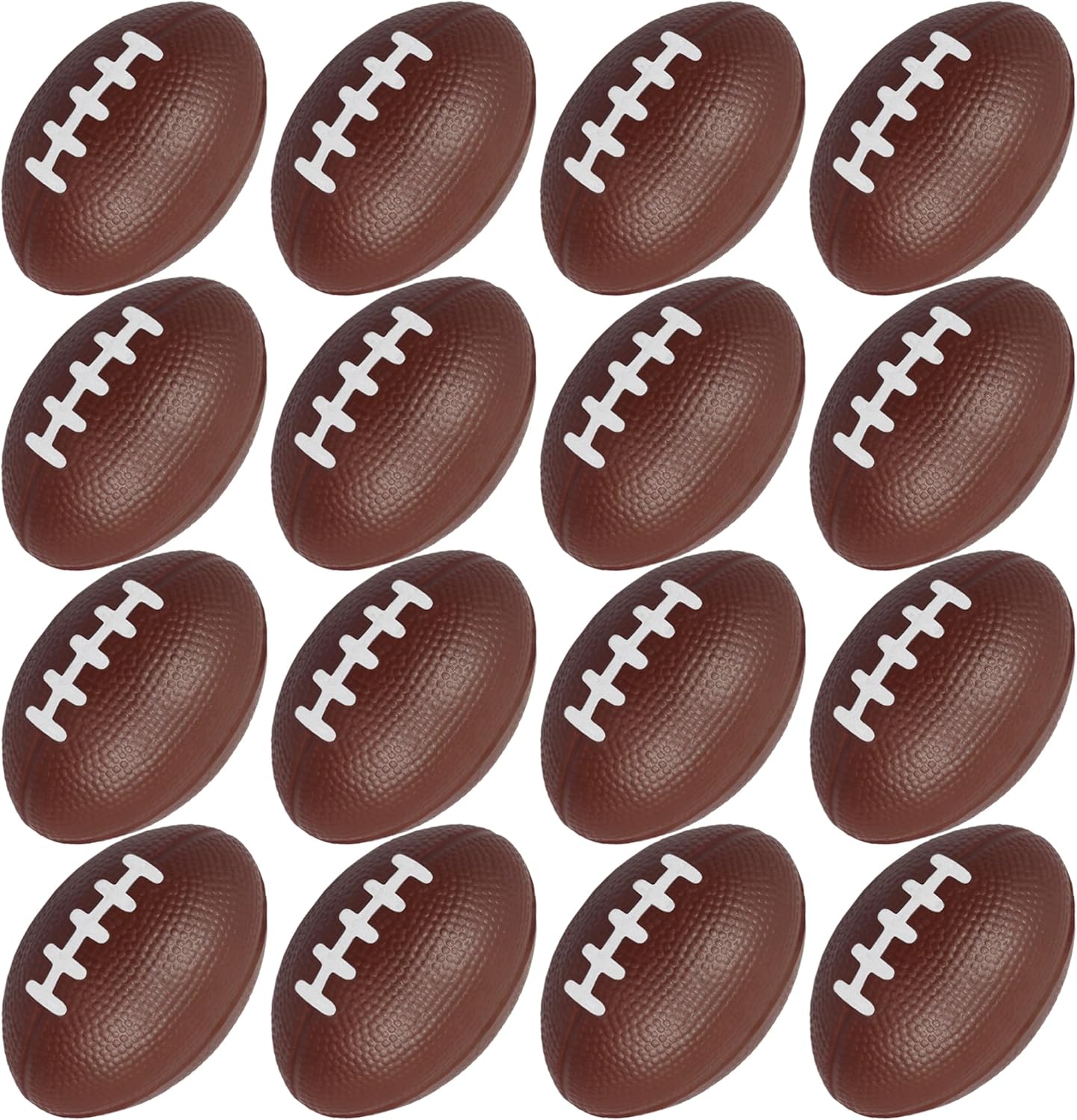 Anapoliz mini foam footballs sixteen piece pack front view showcasing realistic brown texture and sports theme design