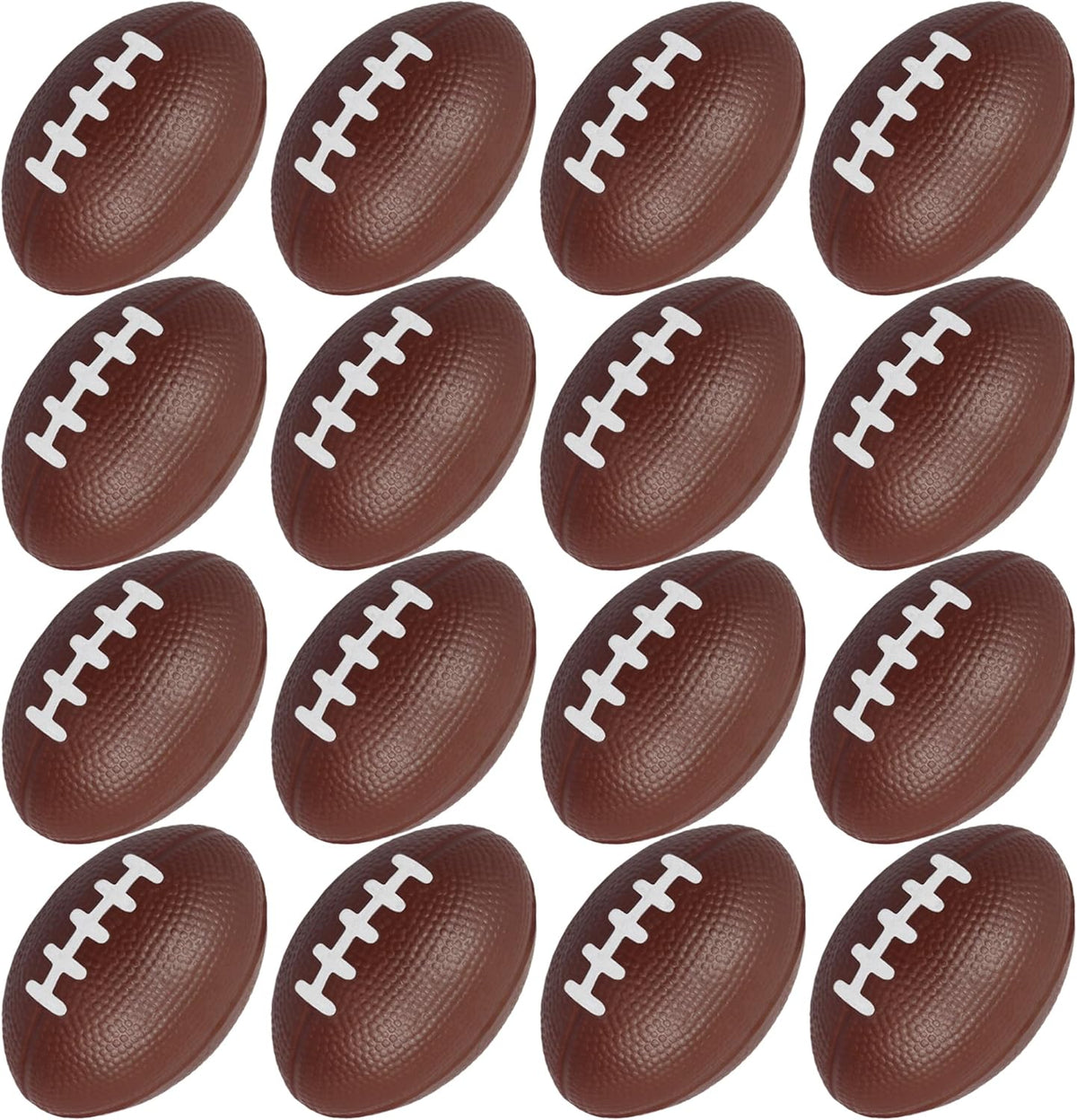 Anapoliz mini foam footballs sixteen piece pack front view showcasing realistic brown texture and sports theme design