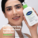 Cetaphil skincare lotion bottle with ingredients highlighted