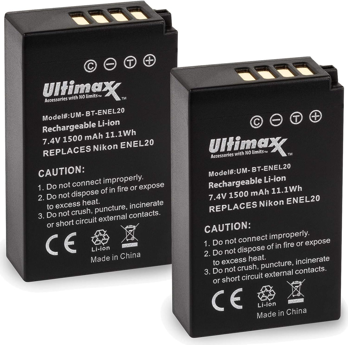Ultimaxx AC/DC Rapid Home & Travel Charger with 2X EN-EL20 Extended Life Battery (1500mAh / 7.4V / 11.1Wh) for Nikon Coolpix P1000, DL24-500, Coolpix A, 1 AW1, 1 J1, 1 J2, 1 J3, 1 S1, 1 V3 - Image 4