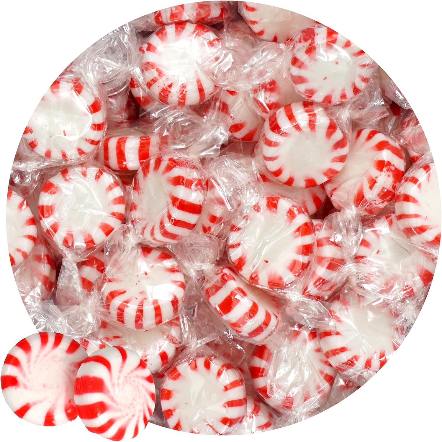 LaetaFood Arcor Starlight Peppermint Candy one pound bag front view showing red and white swirled hard candies