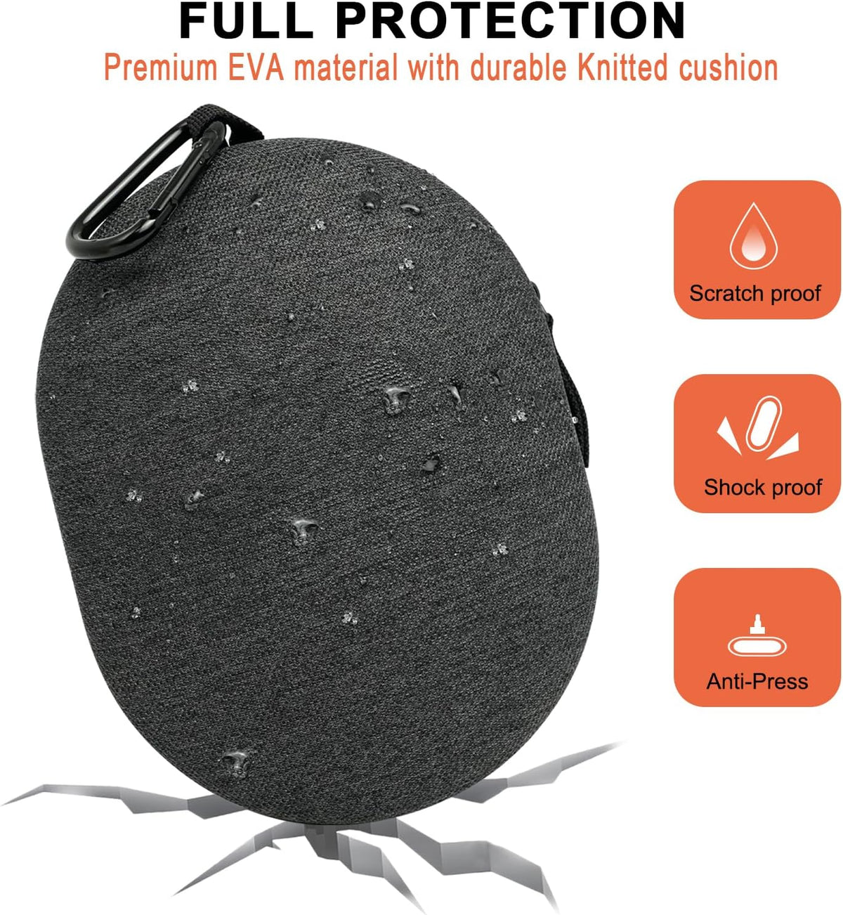 GEVO grey headphone case textured knitted surface closeup