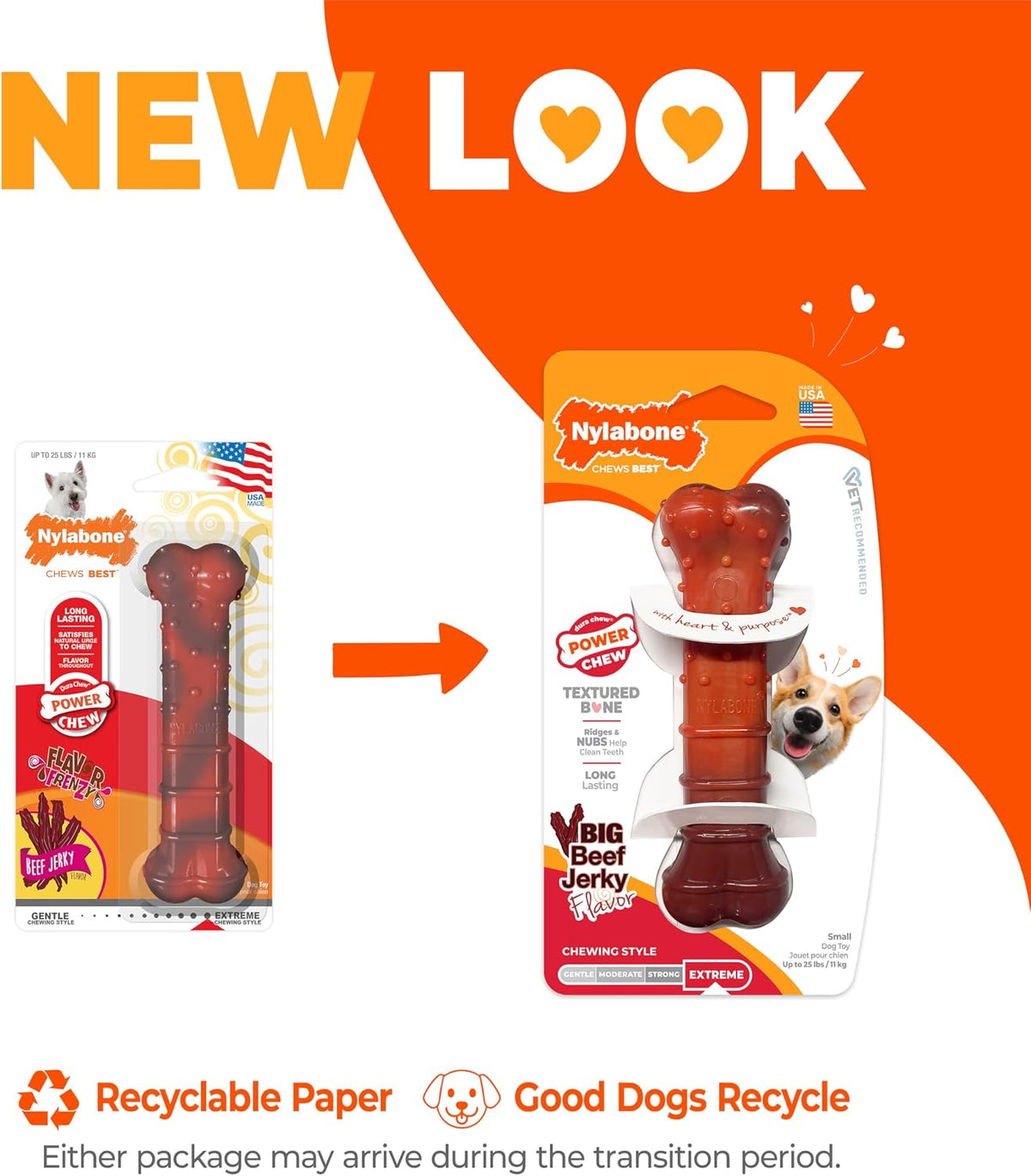 Nylabone dog chew toy showing textured nubs and ridges