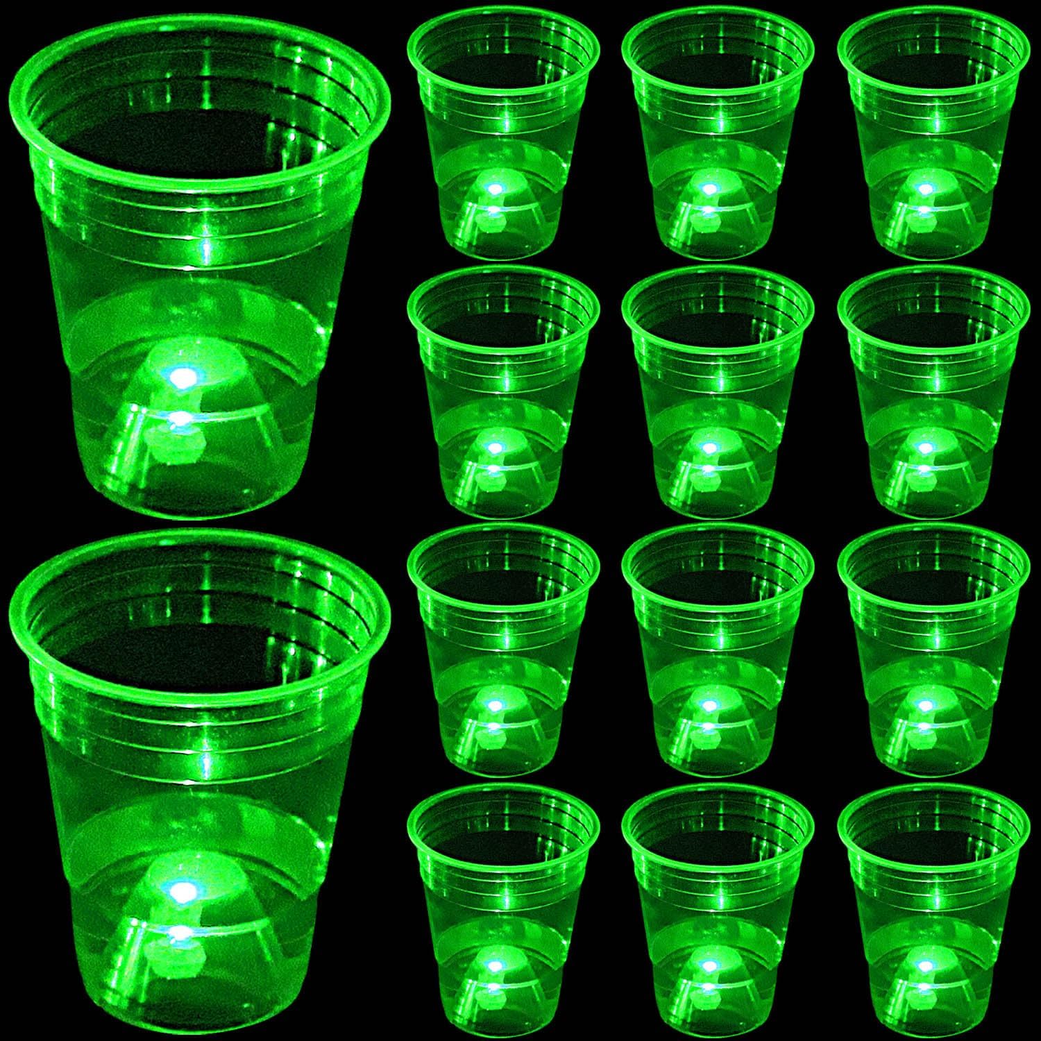 Mishunyus 24 Pack Green Glow Party Cups front view