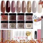 AZUREBEAUTY 30 piece dip powder nail kit with 8 fall winter nude and glitter colors