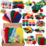 Topzea 12 pack hand puppet making kit front view with colorful felt puppets.