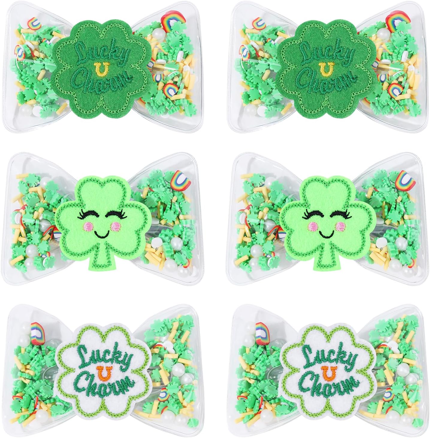 Kodoria St Patricks Day hair bow clips front view
