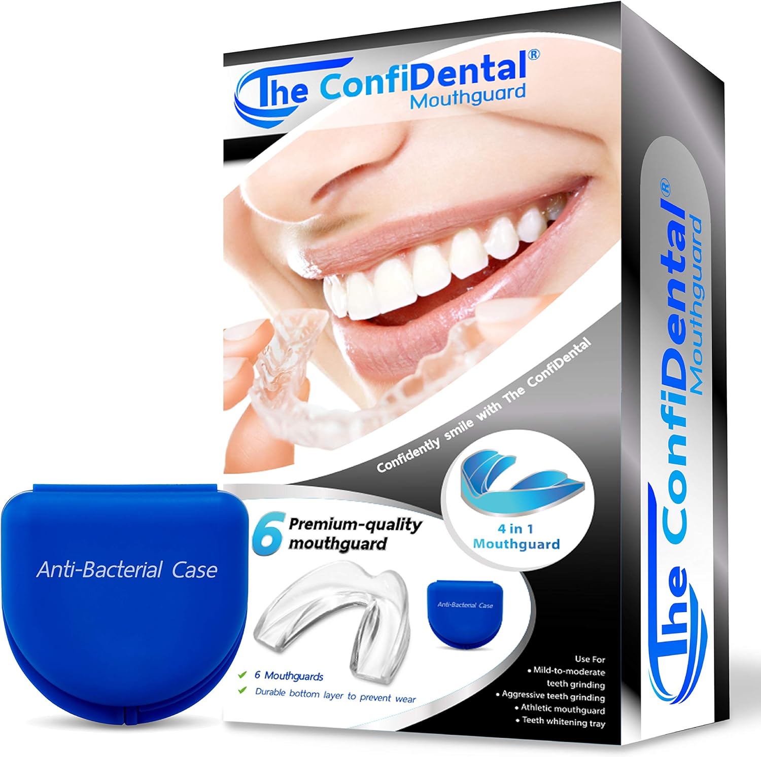 The ConfiDental - Pack of 6 Moldable Mouth Guard for Teeth Grinding Clenching Bruxism, Sport Athletic, Whitening Tray - Image 1