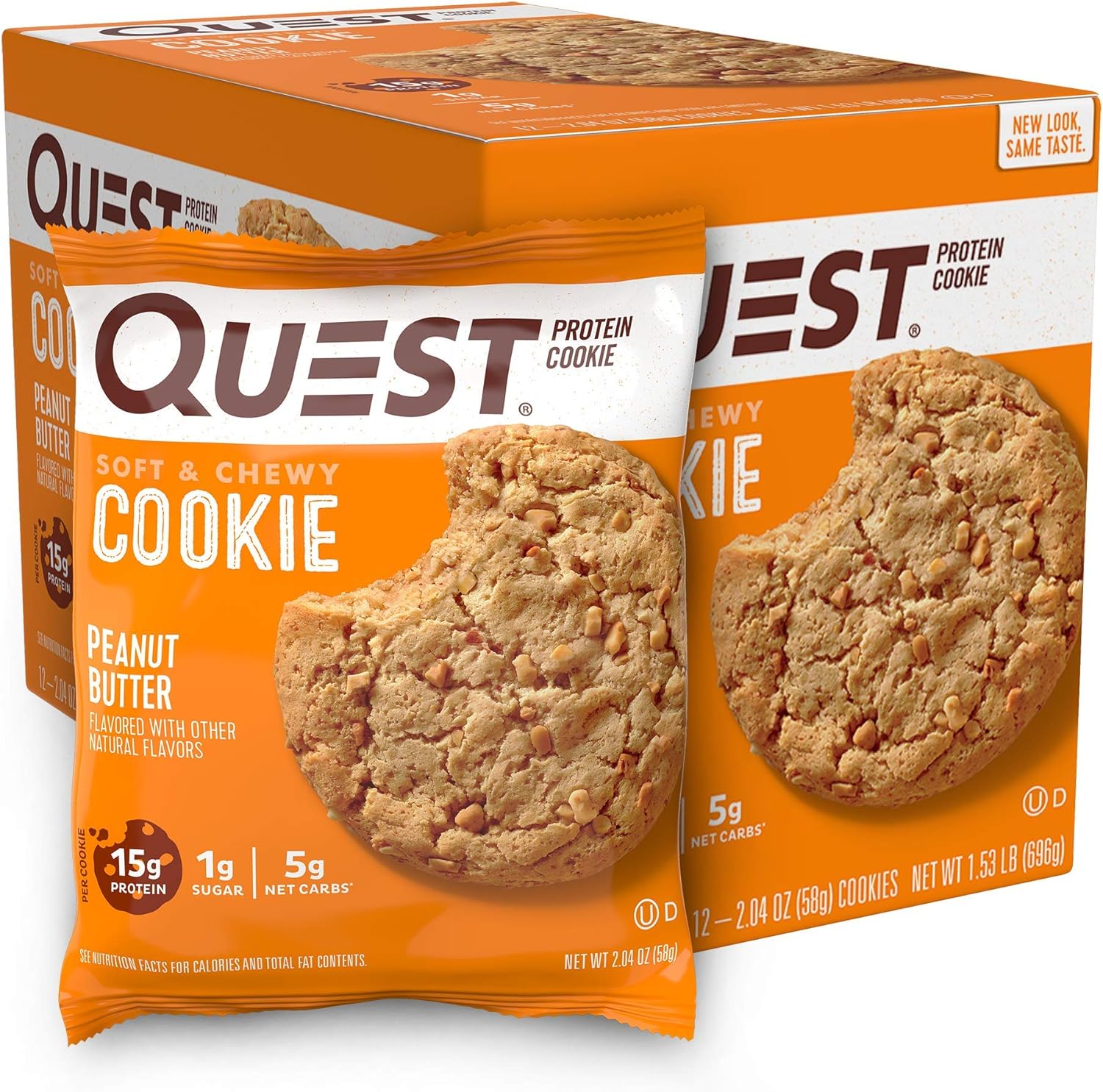 Quest Nutrition Peanut Butter Protein Cookie front packaging 12 pack box