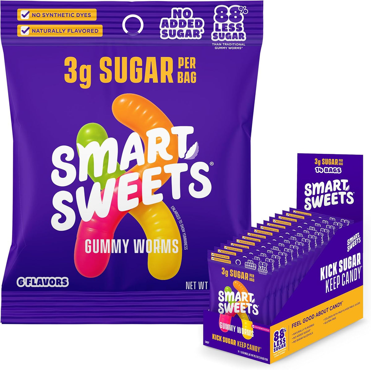 SmartSweets Variety Pack, Gluten Free Gummies, Plant Based Snacks for Adults & Kids, Chewy Candy, Low Sugar, Includes Sweet Fish, Sourmelon Bites, Peach Rings & Sour Blast Buddies, 50g Bags, 8 Pack - Image 9