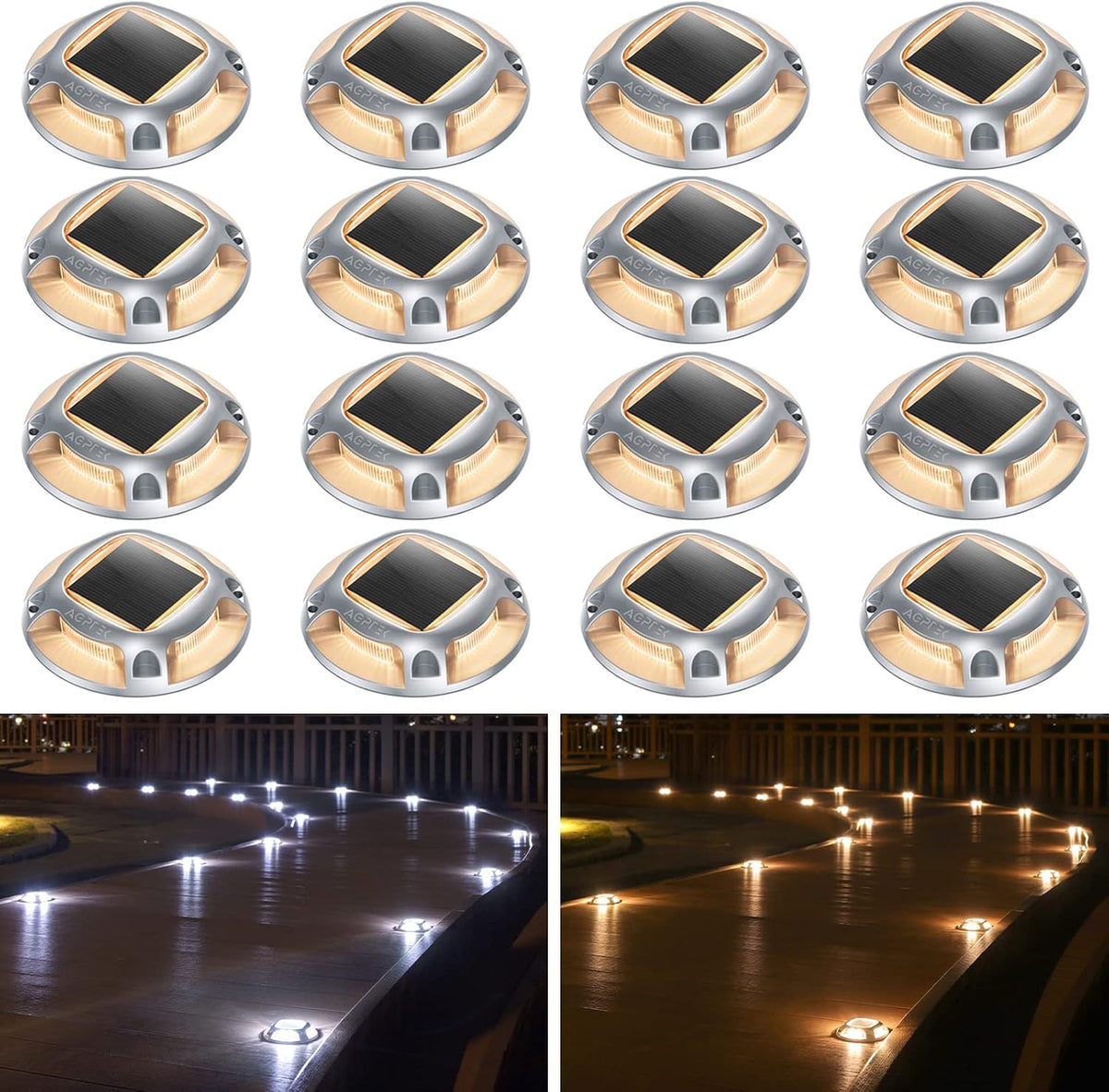 AGPTEK Solar Driveway Lights Outdoor 4 Pack, 2 Color Modes LED Deck Dock | Marine Waterproof Driveway Marker Lights for Step Sidewalk Stair Garden Pathway Walkway Yard (Warm White/Cool White) - Image 15