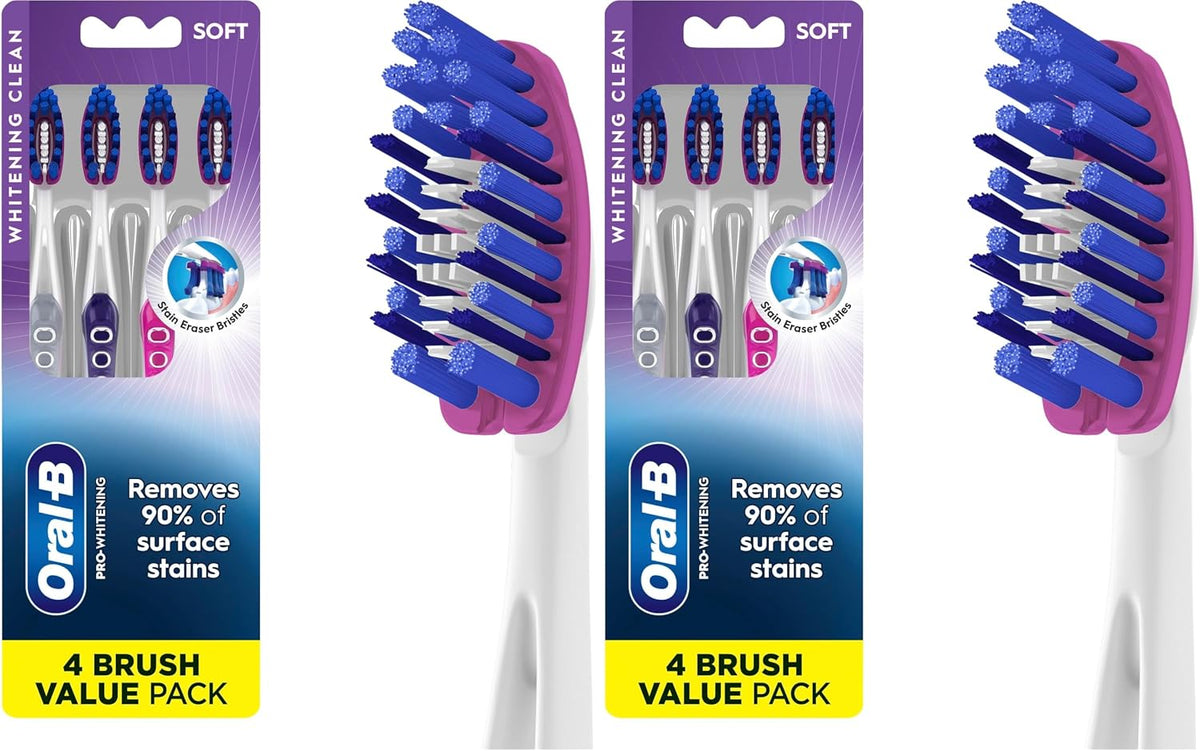 Oral-B 3D White Deep Stain Remover toothbrushes, 4 Count Toothbrush Soft, Removes 90% of Surface Stains, whitens Teeth, deep Reach, removes Plaque and Stains Tooth Brush - Image 10