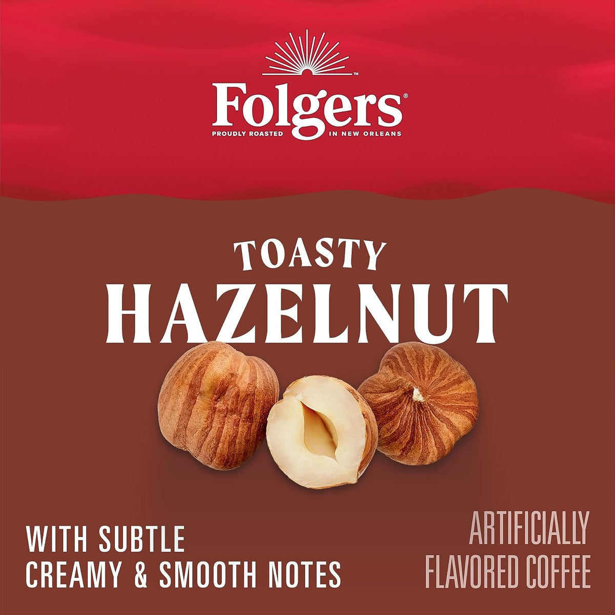 Folgers Toasty Hazelnut coffee prepared with ice and milk