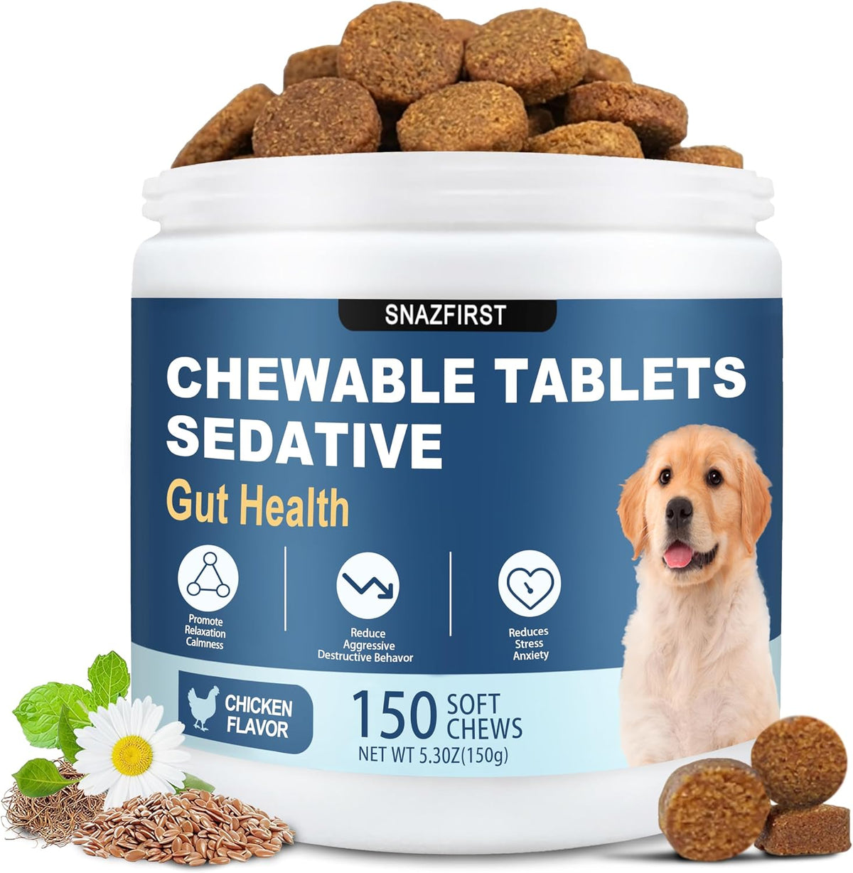 SnazFirst Ttlxrl dog calming chews jar front view