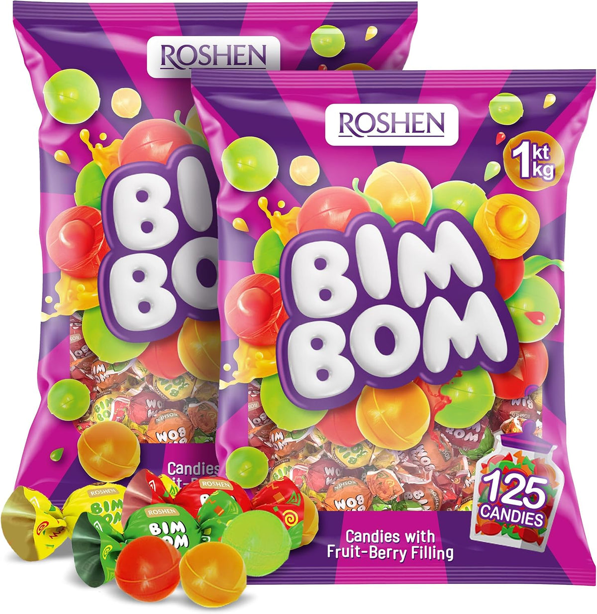 Roshen Bim Bom Hard Candy, 2.2 Lbs, Assorted Fruit & Berry Filled Candies, Individually Wrapped- Pear, Pineapple, Strawberry & Tutti-Frutti Flavors - Image 11