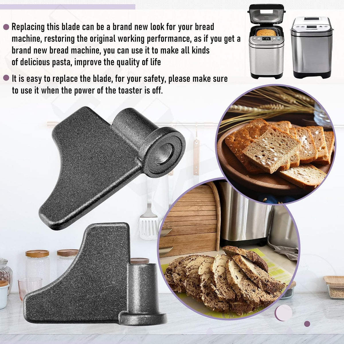 Stainless steel bread maker paddle base detail