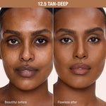 Full coverage longwear hydrating matte concealer showing clear bottle packaging